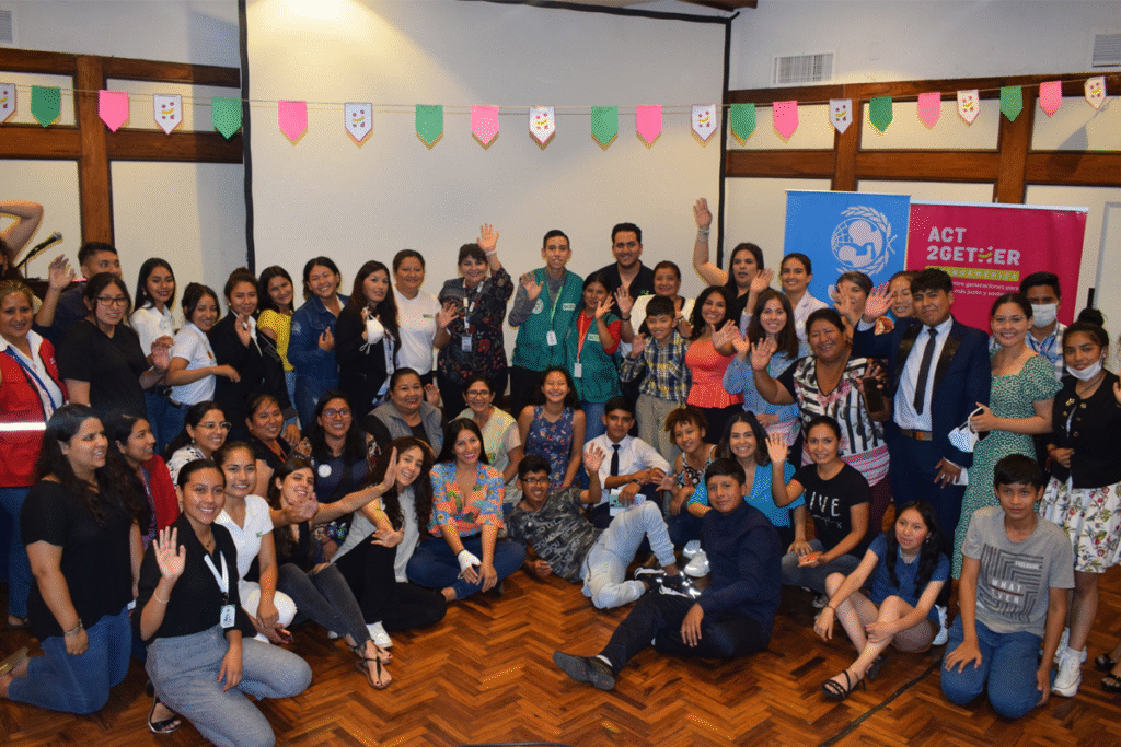 Children participating in one of ACT2gether Latin America’s achievements: a student government session in Bolivia